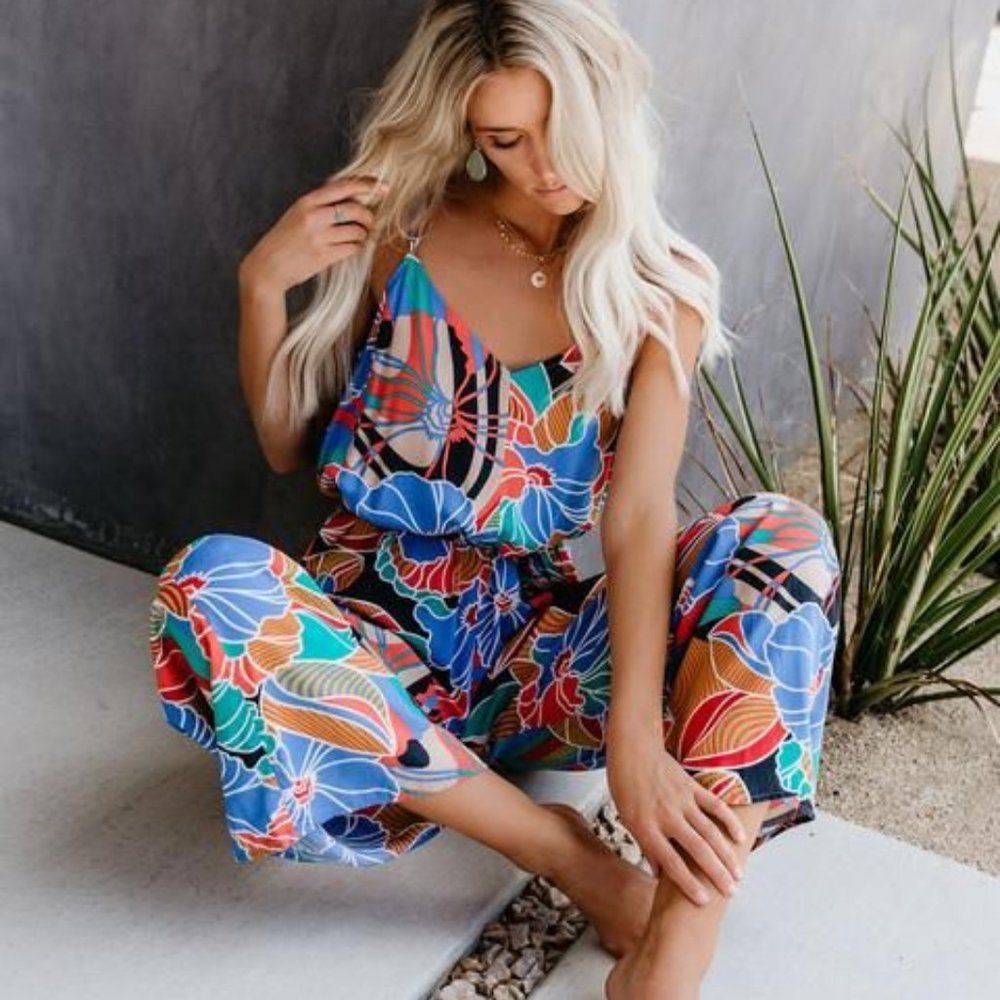 VICI Aakaa Put it in Print Tie Jumpsuit, M